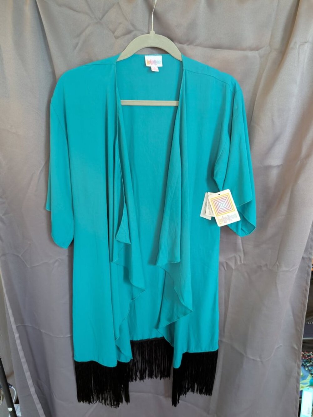 LuLaRoe Blue Cover Up with Fringe Size S NWT
